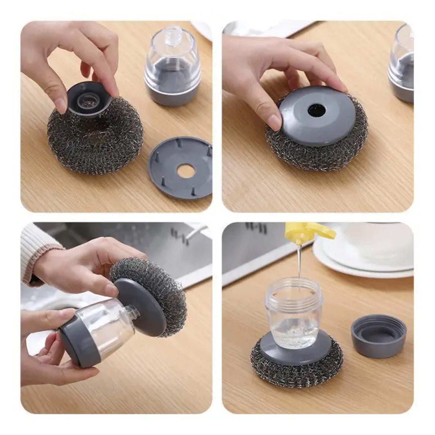 Soap Dispensing Dish Brush – Easy Kitchen Cleaning | VelvetBubbles