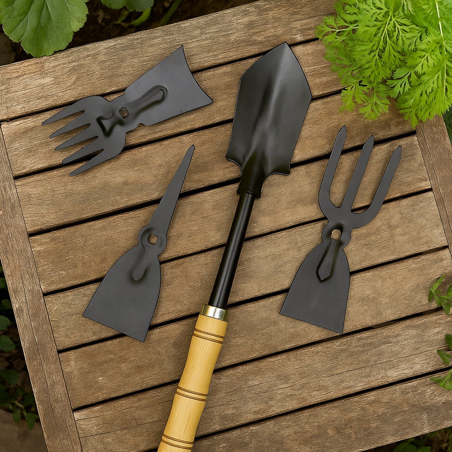 5 in 1 Gardening Hand Tool Set – Durable Wooden Handles