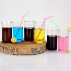 Glossy Plastic Glass Set – Durable 300ml Lightweight Tumblers (6 Pc)