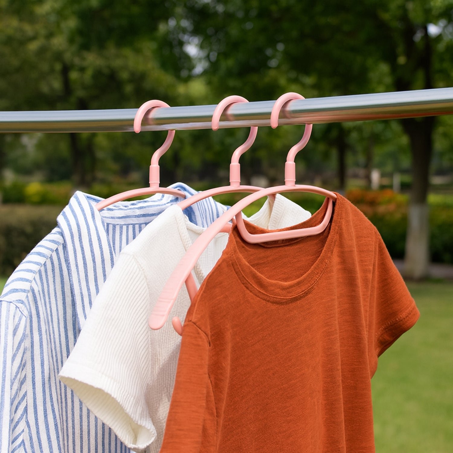 Plastic Cloth Hangers – Set of 6 Durable Non-Slip Wardrobe Organizers