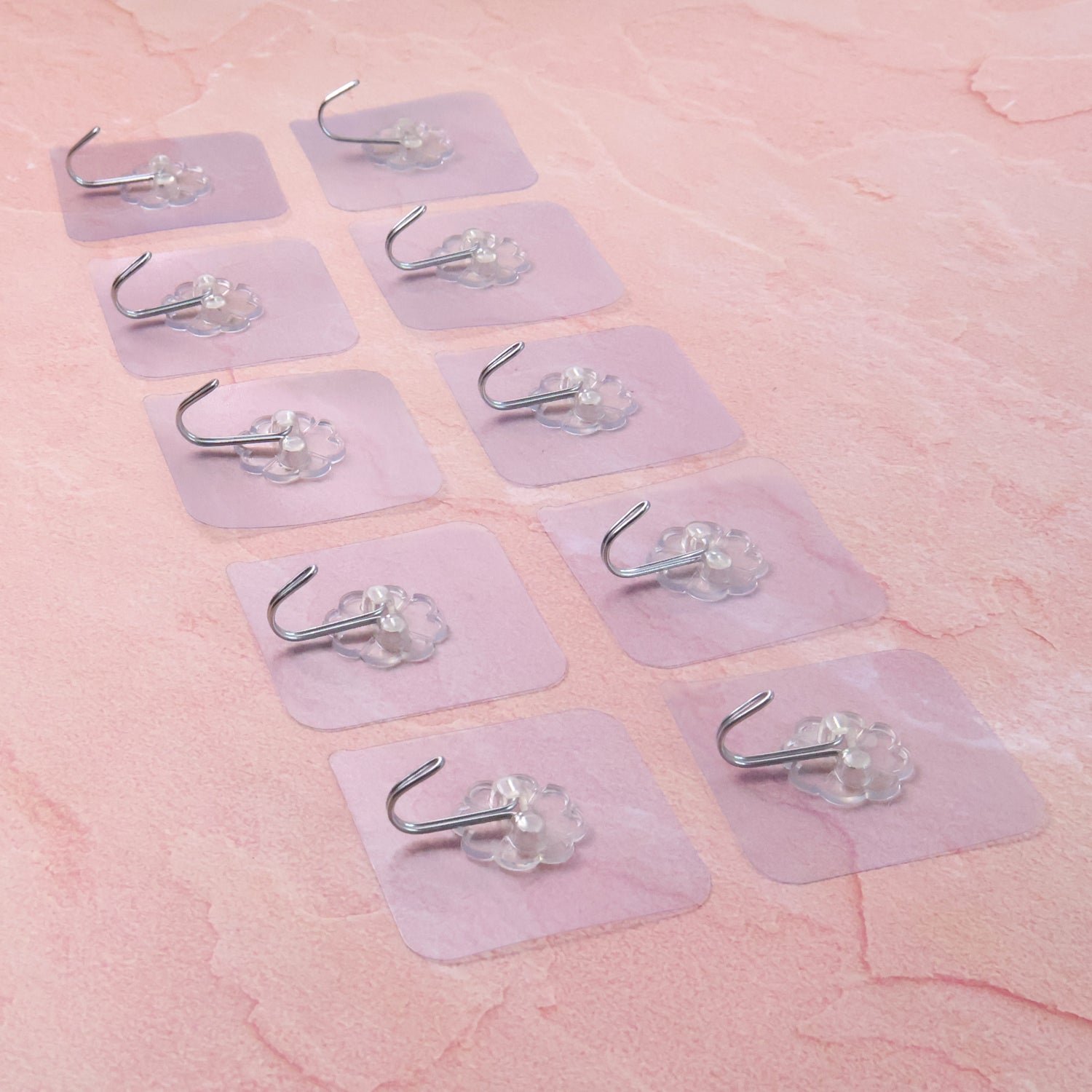 Heavy Duty Adhesive Wall Hooks – 10 Pc Transparent Set