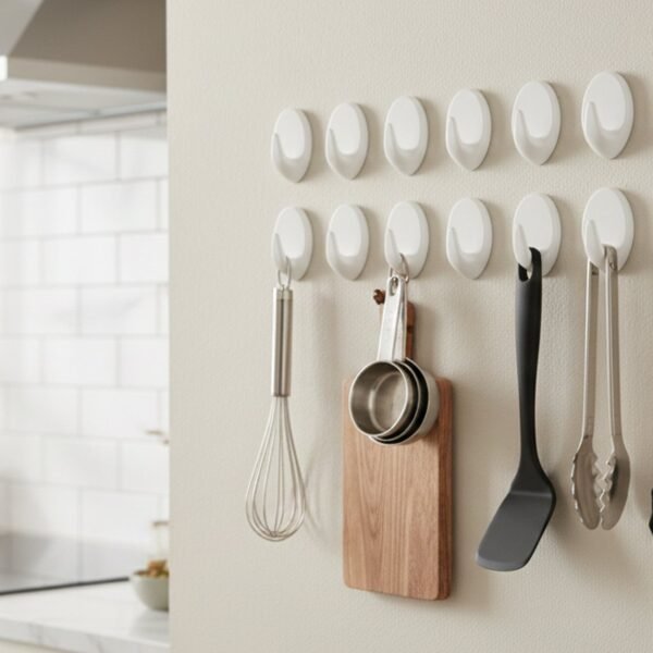 Self Adhesive Wall Hooks – Strong Hold, No Drilling (12 Pc)