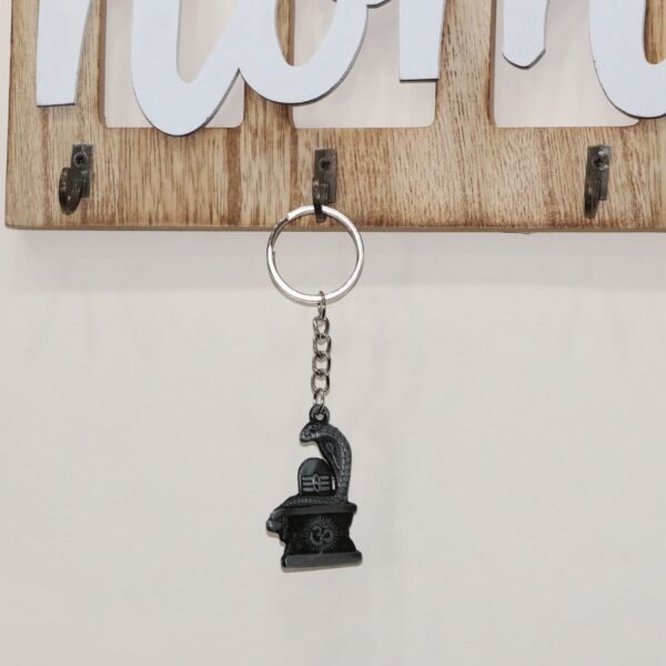 Shivling Keychain – Elegant Silver Metal Design with Snake Motif