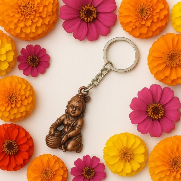 Bal Krishna Keychain – Durable Metal Devotional Accessory