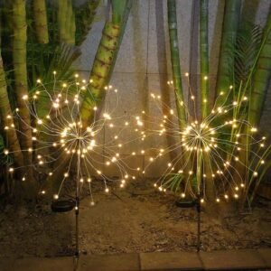 Solar Starburst Garden Lights – Warm White Firework Effect 2 Pc Set