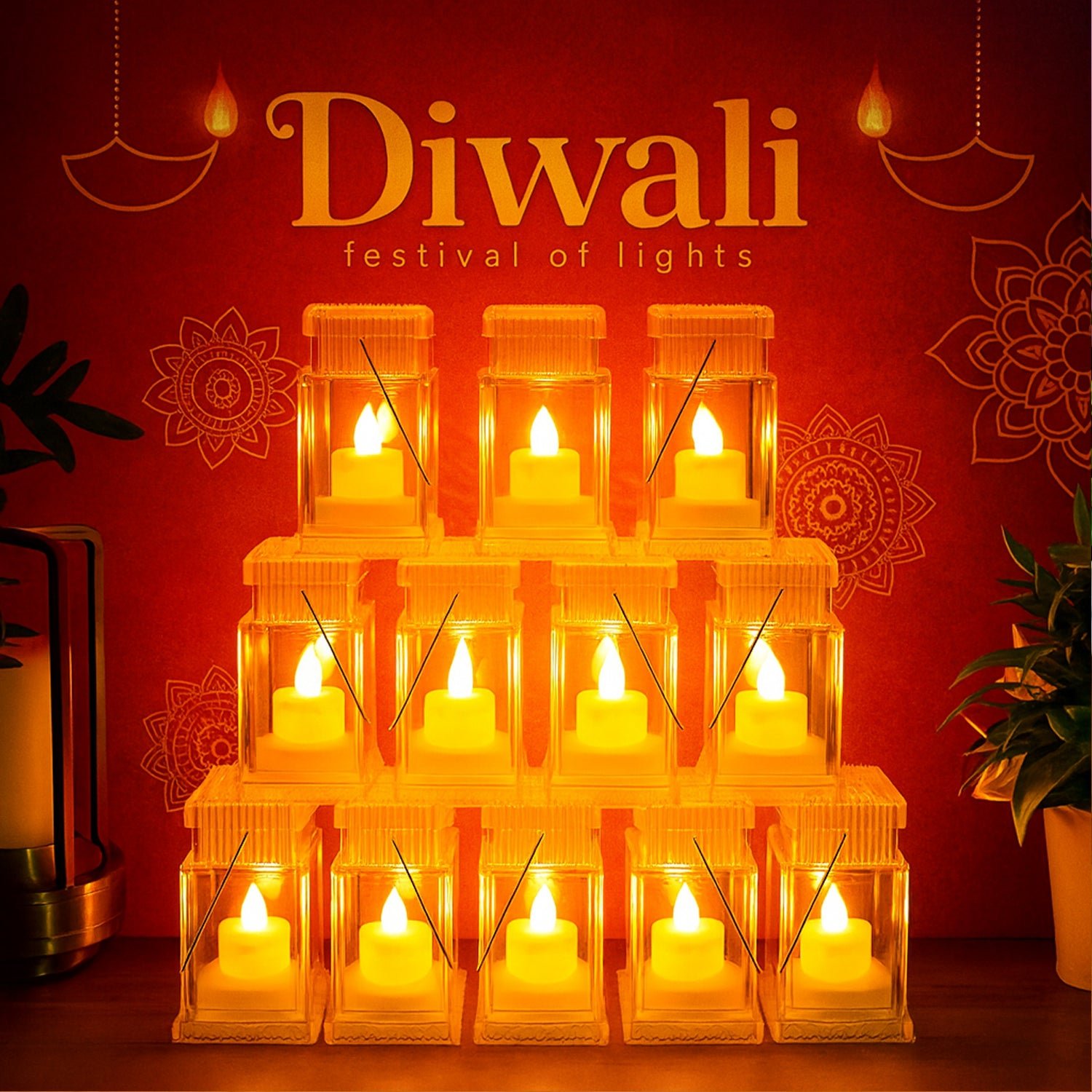 LED Storm Lantern Decorative Lights – Set of 12 Battery-Operated Flameless Lanterns