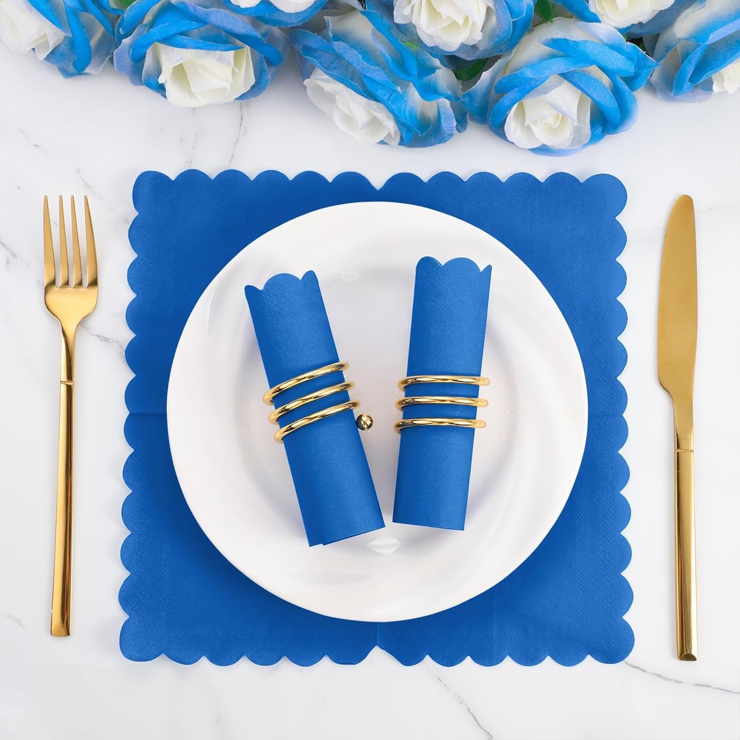 Royal Scalloped Paper Napkins – Soft 120 Pc Disposable Set