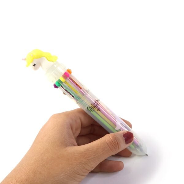 10-in-1 Multicolor Ball Pen – Smooth Writing with Cute Character Design