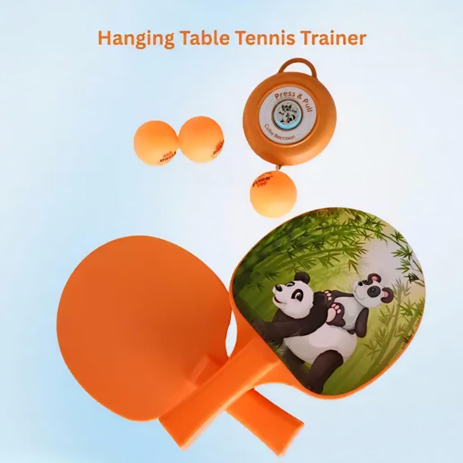 Hanging Table Tennis Trainer Set – Kids Indoor Paddle with Panda Design