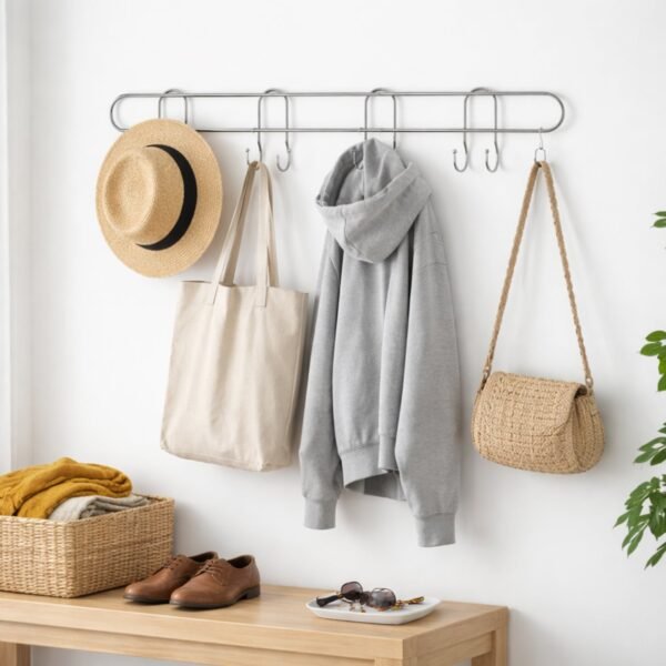 Heavy Duty Wall Mounted Hook Rack – Durable Stainless Steel Organizer