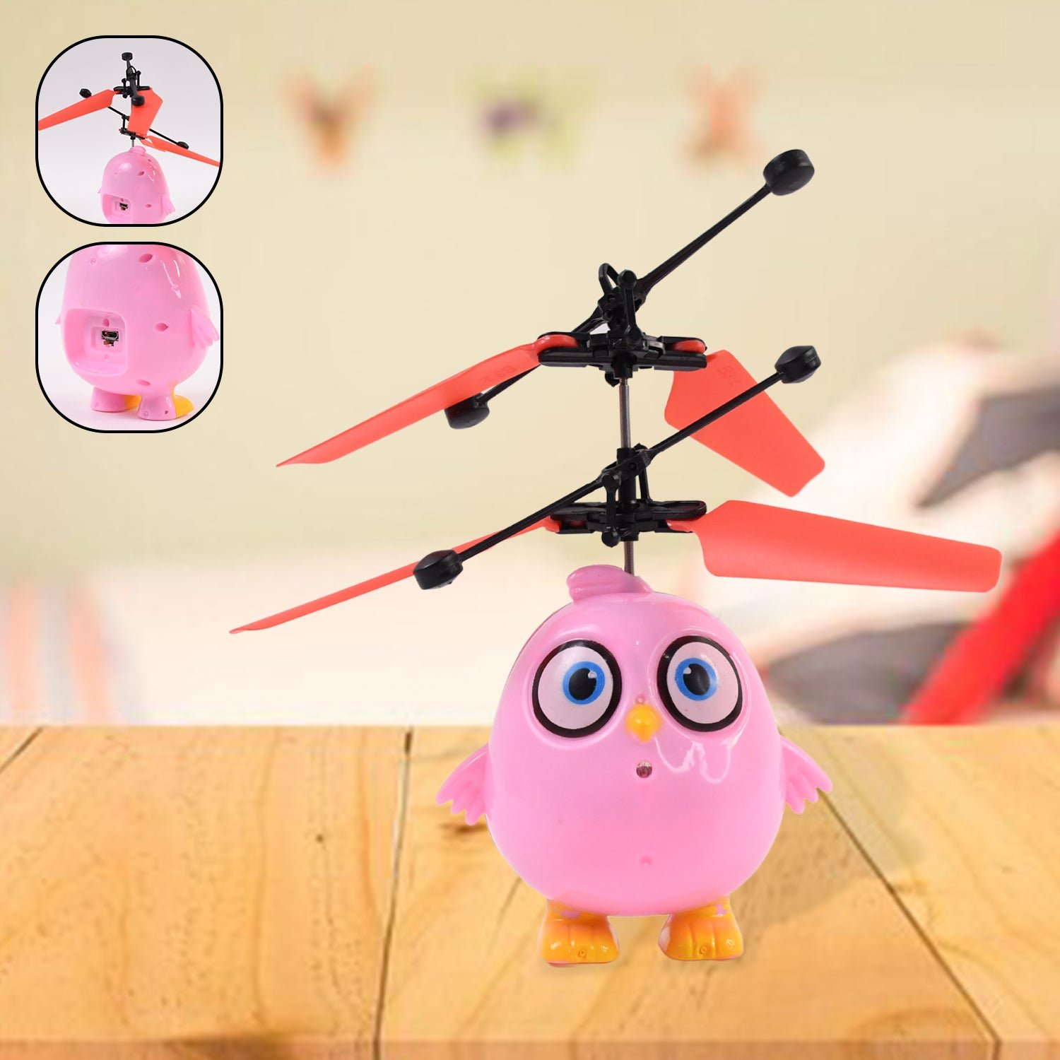 Flying Bird RC Toy – Pink Owl Design with LED & Remote Control