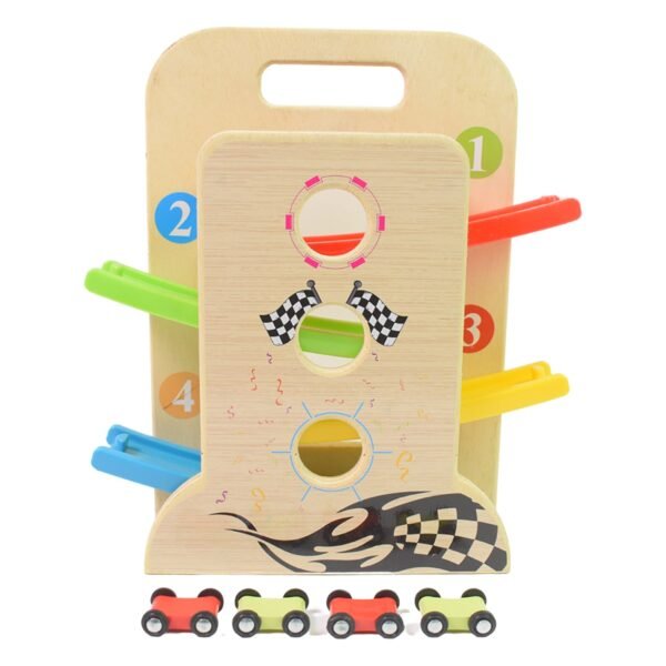 Wooden Ramp Racer – 4 Cars & Handle for Kids | Action Legion