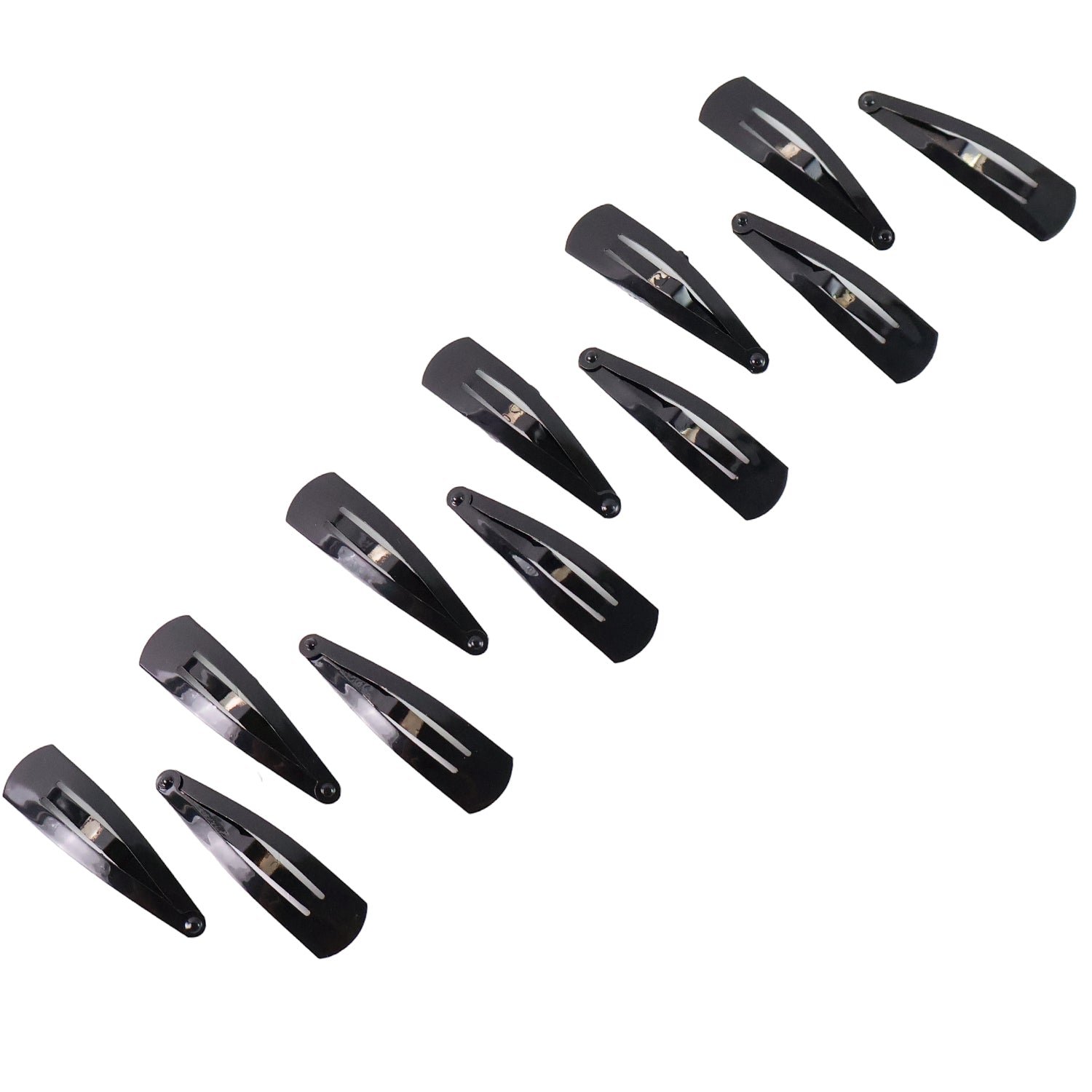 Metal Tik Tak Hair Clips – 12 Pc Matt Black Set | Calm & Curl