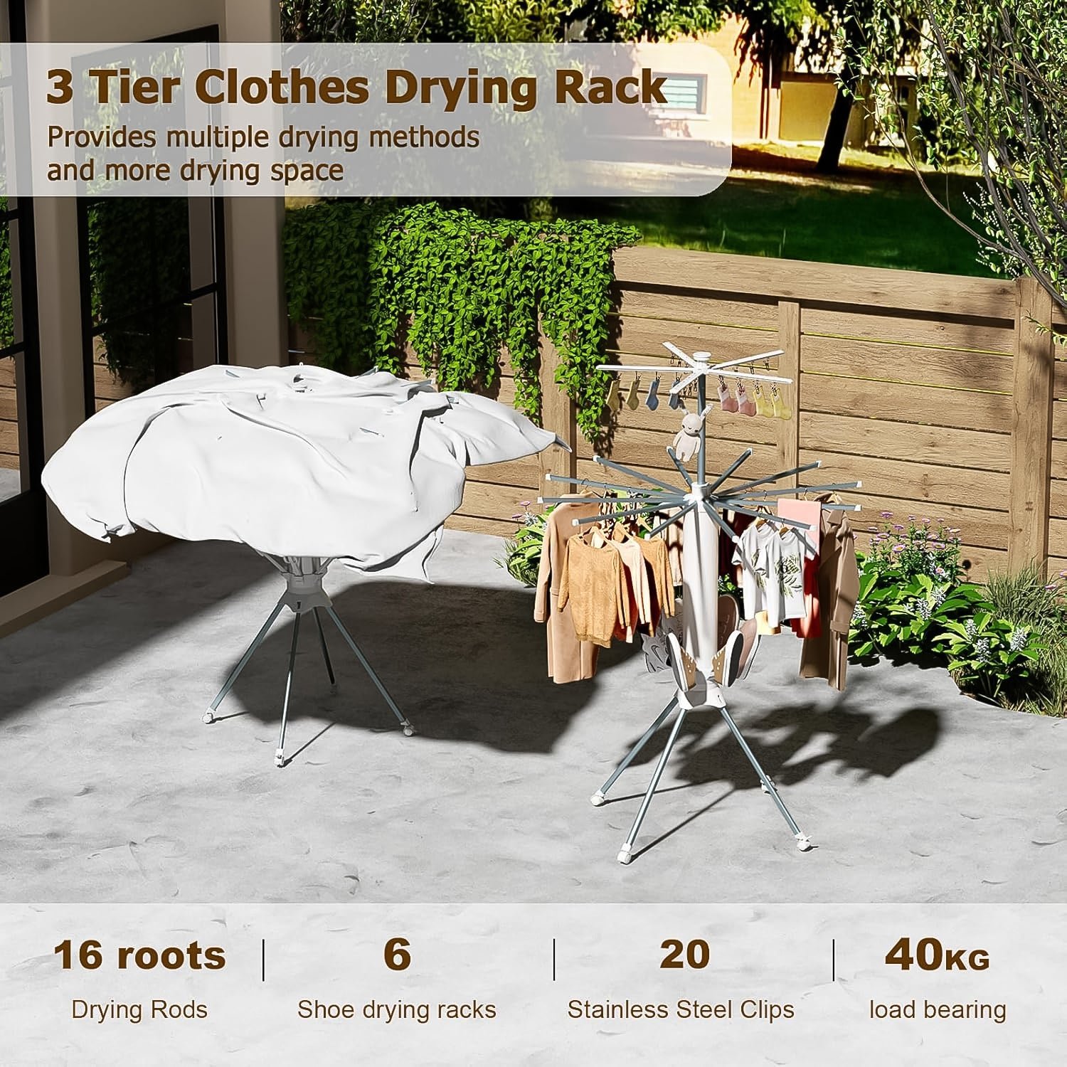 Clothes Drying Rack – Multi-Layer Foldable Design with Wheels, OCTOPUS RACK