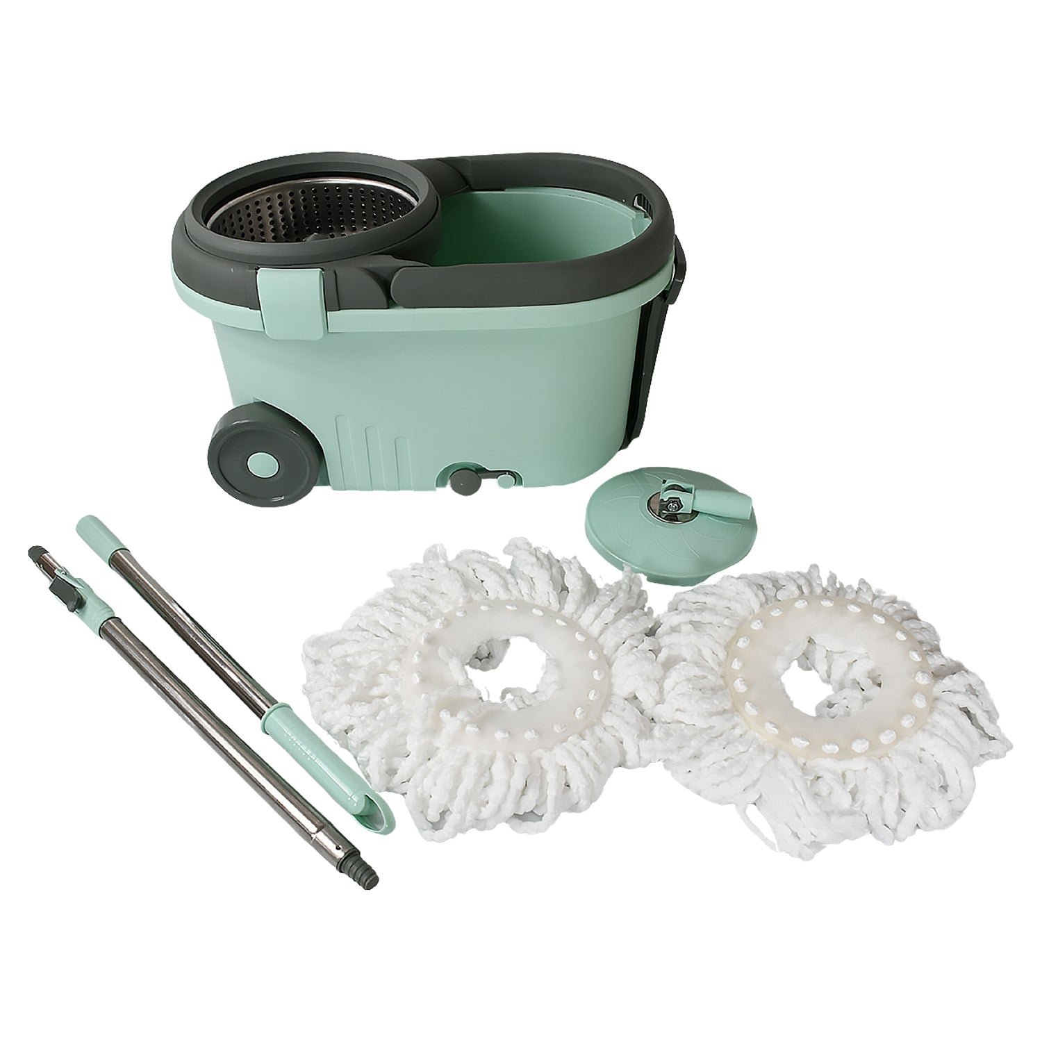Spin Mop with Bucket – Steel Spin & Microfiber Heads | Ganesh