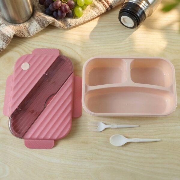 Plastic 3 Compartment Lunch Box for Kids, Organized & Portable