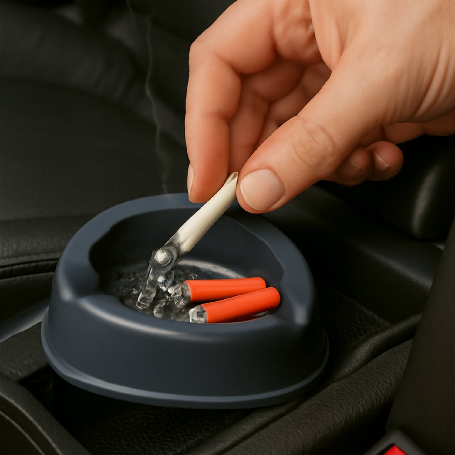 05_21a2a637-7cee-48b0-9930-5fb552182620 Plastic Ashtray – Durable Grey with Triple Cigarette Slots