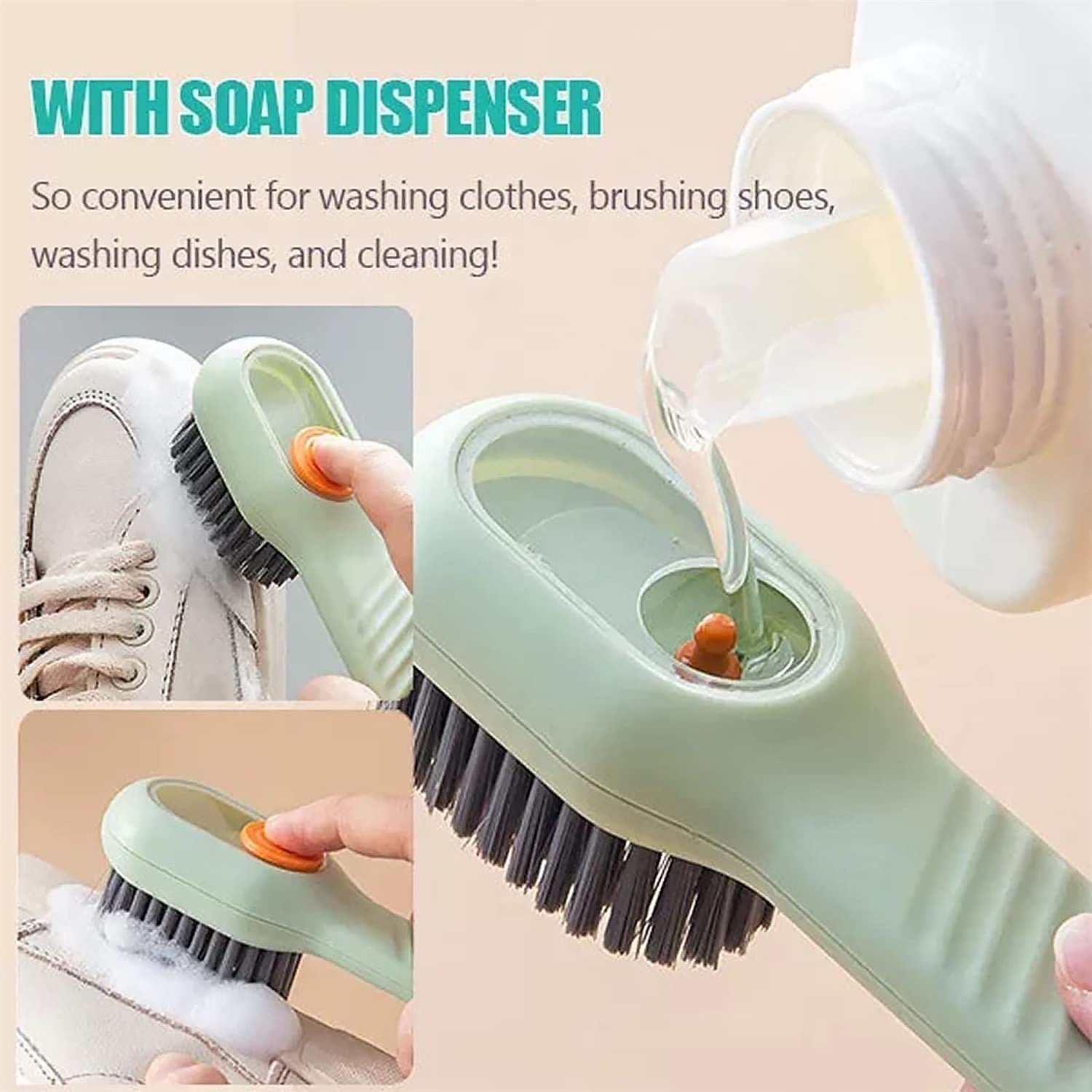 Scrubbing Brush with Dispenser – Multi-Purpose Cleaning | Velvet Wipe