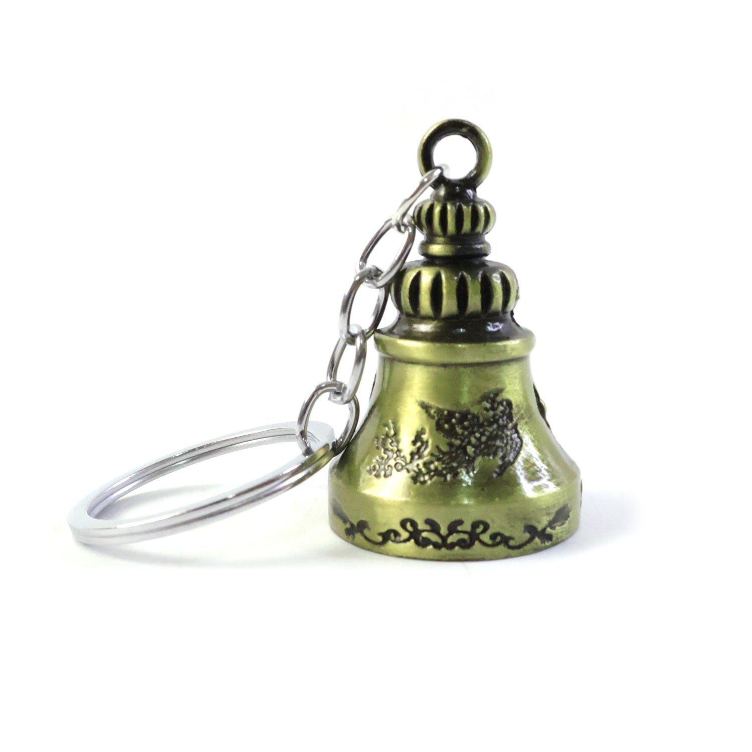 Temple Bell Keychain – Spiritual Metal Charm for Keys and Bags