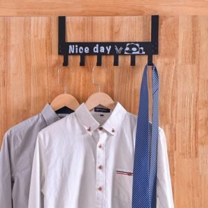 Carbon Steel Over Door Hook Rack – Heavy-Duty 6 Hooks for Organizing