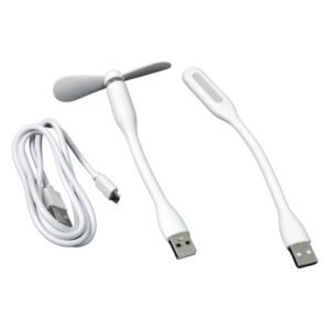 Portable USB Fan Set – Mini Fan, LED Light & Cable | Indo Glow