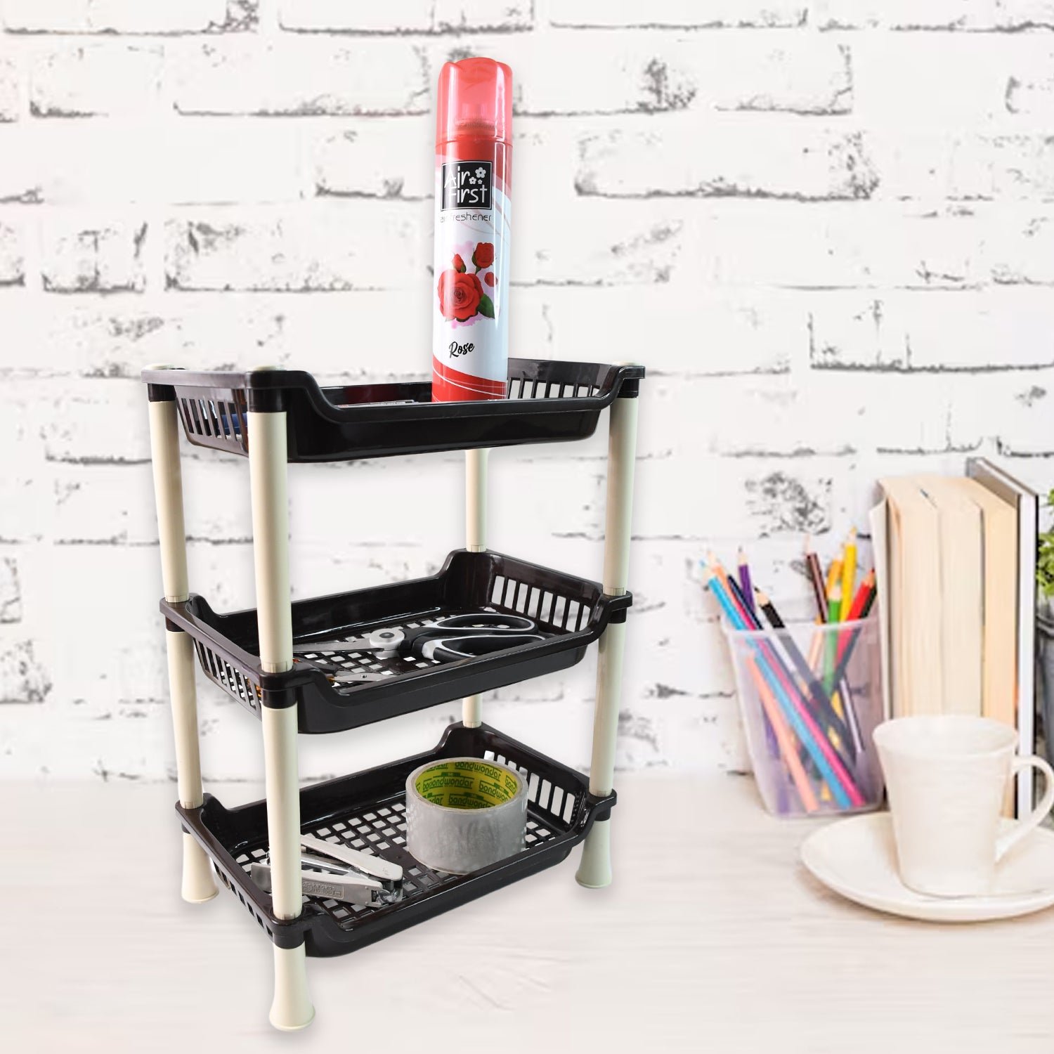 3-Tier Plastic Storage Rack – Durable & Space-Saving Organizer