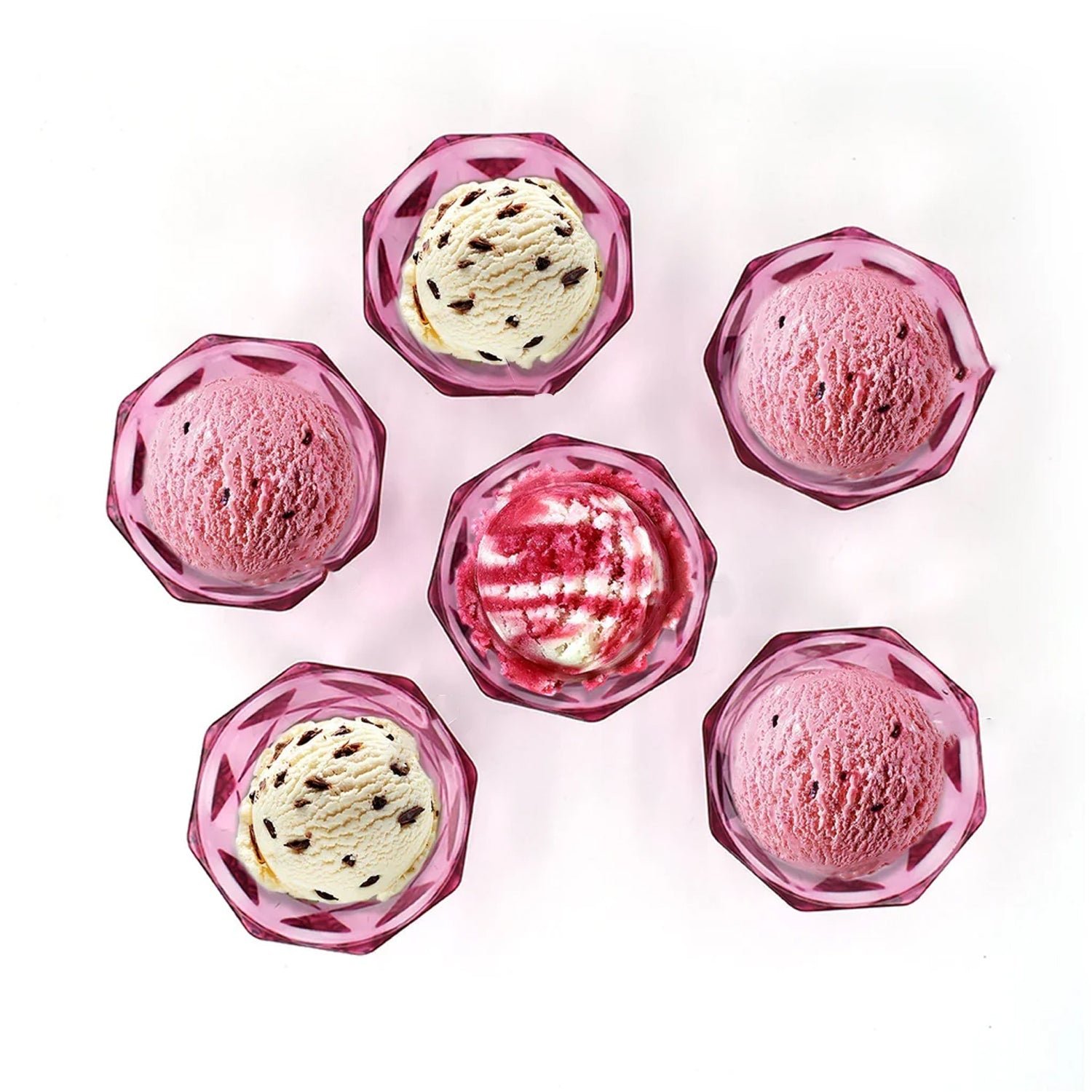 Diamond Shape Ice Cream Bowl Set – 6pc Plastic Dessert Bowls | Indo Glow