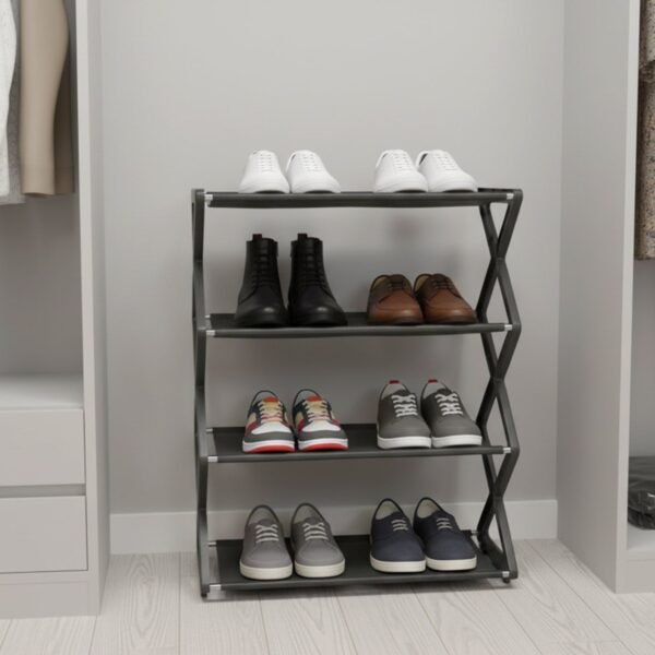 4 Layer Foldable Shoe Rack – Space-Saving Storage Solution