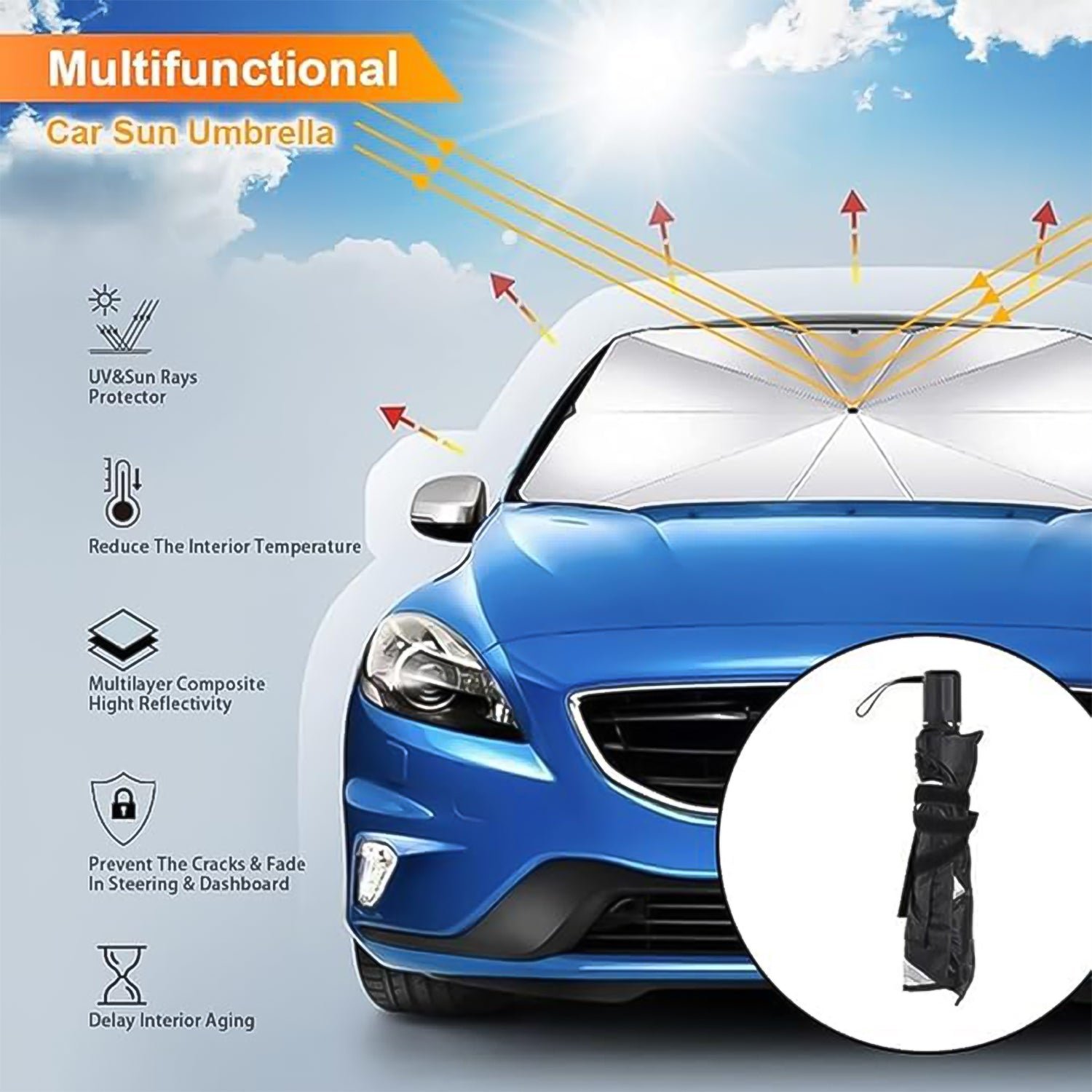 Car Windshield Sun Shade – Foldable UV Protector | Velvet Wheels