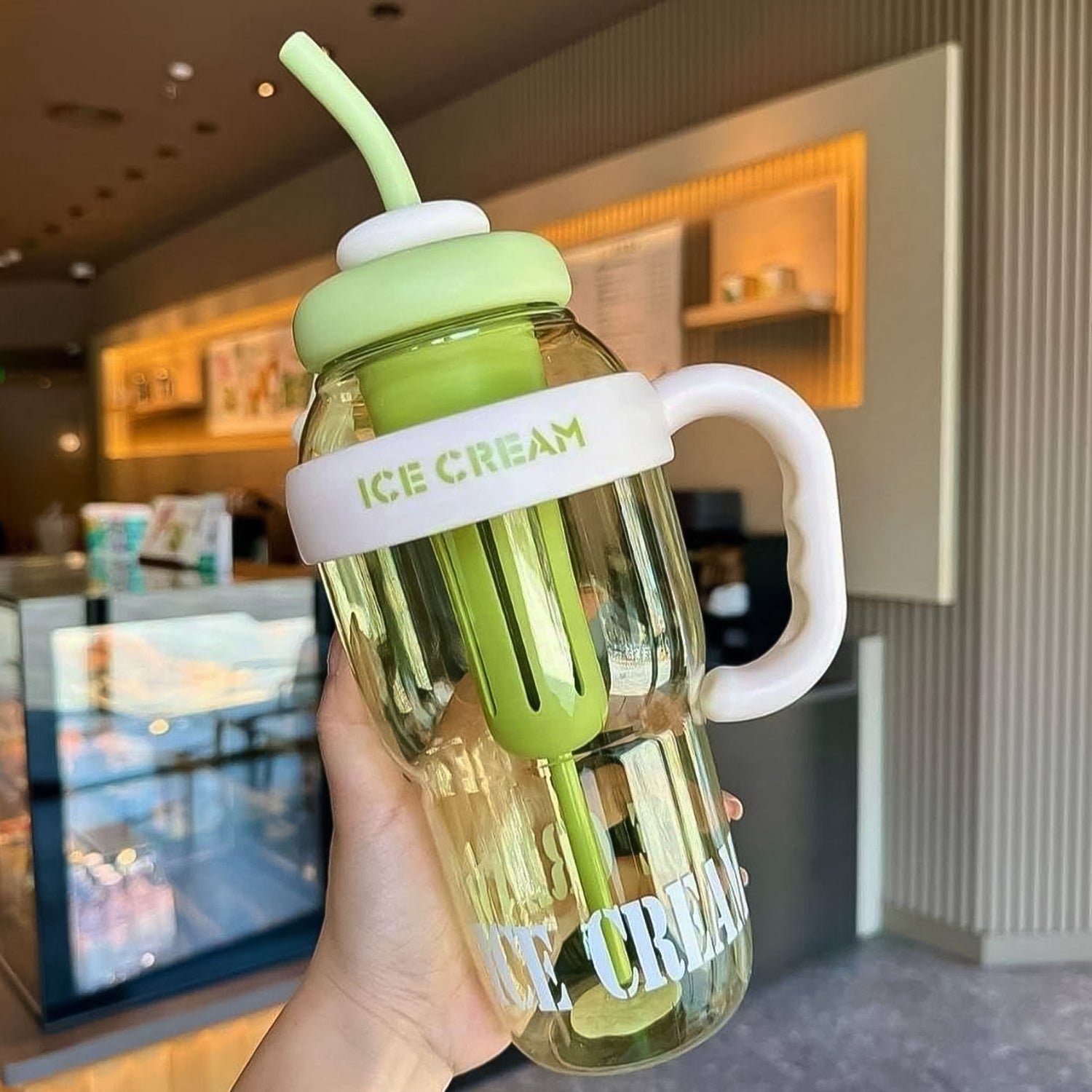 Ice Cream Themed Water Bottle – 1300ML Large Capacity Leakproof Sipper