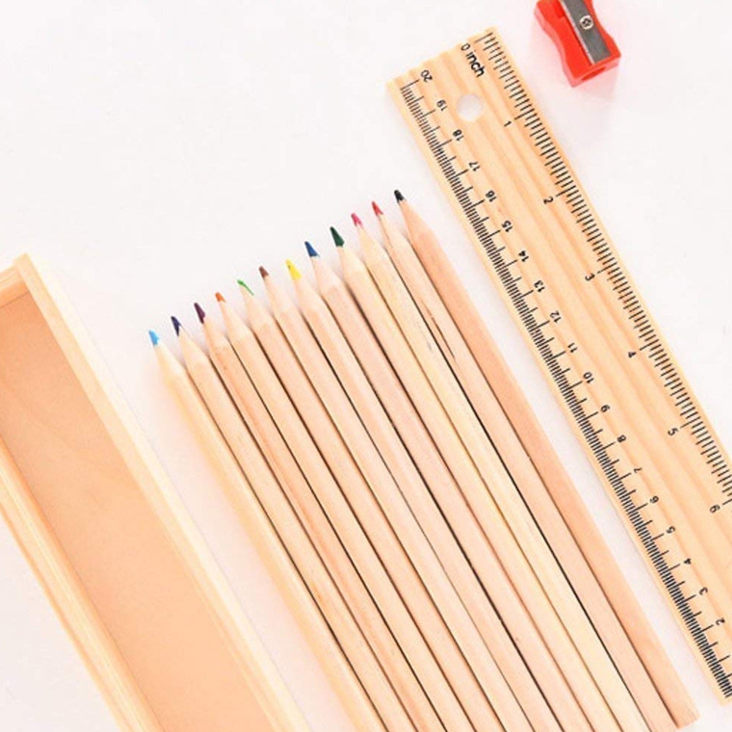 Wooden Pencil Set – 12 Pcs with Box & Sharpener | TinyTrendy