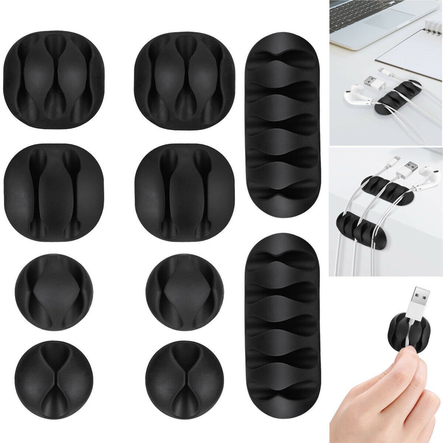 Cable Organiser Clips – Self-Adhesive Wire Management (10 Pc) | DigixDrive