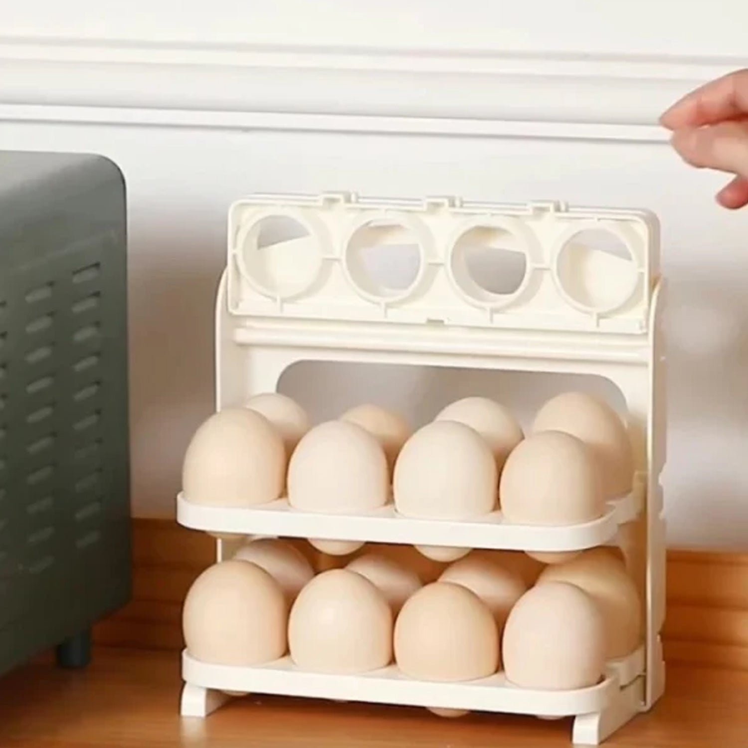Foldable Egg Tray – 24-Grid Refrigerator Organizer | Tidy Table