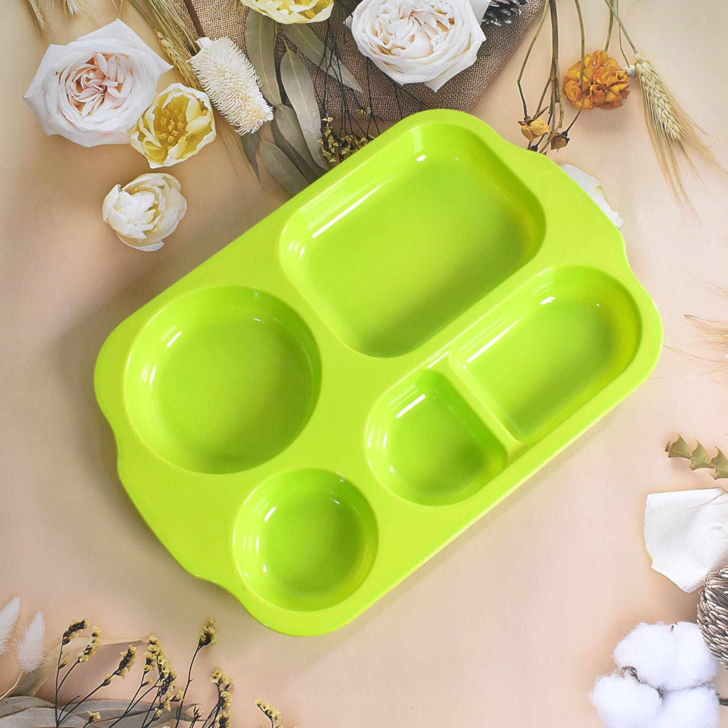 5-Compartment Food Plates – Unbreakable & Multicolor Set | Jiaqi