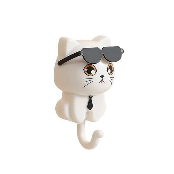 Cat Wall Hook – Cute Sunglasses Design, Self-Adhesive | Styleva