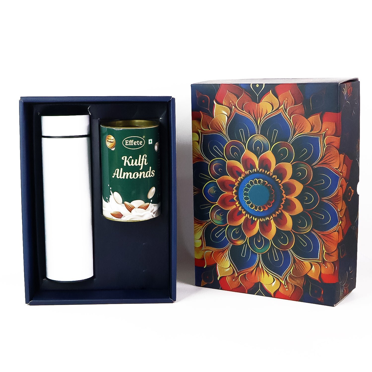Kulfi Almonds Gift Hamper – Festive Combo with Stainless Steel Bottle