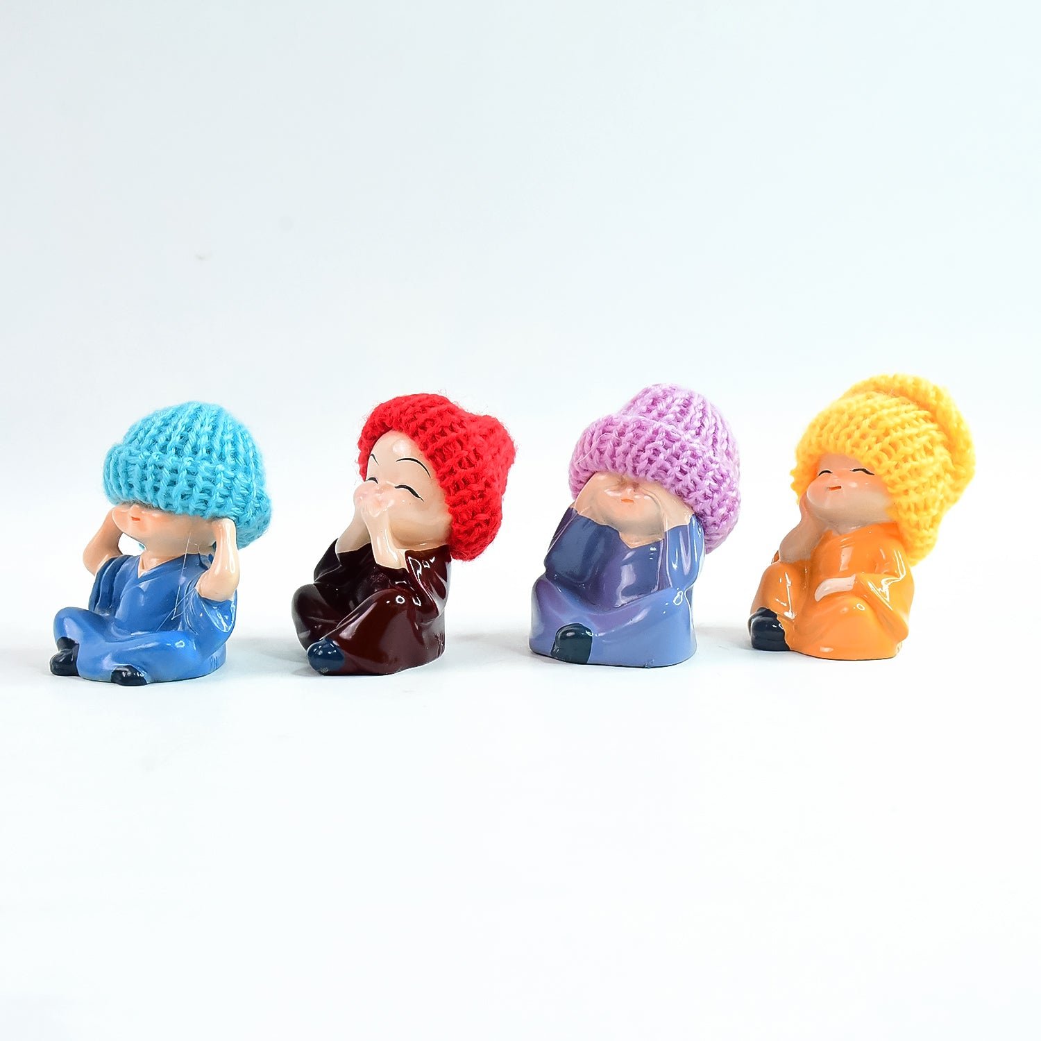 Resin Monk Buddha Showpiece Set of 4 – Spiritual Home Decor