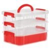 Transparent 3-Layer Storage Box with Handle and Lock Clips