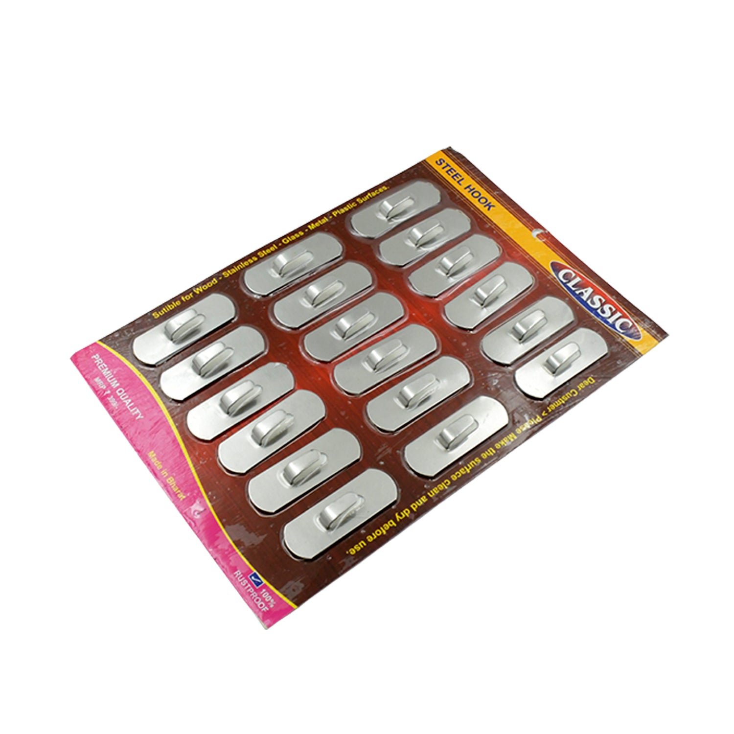 Stainless Steel Wall Hooks – 18 Pc Self-Adhesive Set | GlimmerHome
