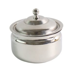 Stainless Steel Ghee Pot with Lid & Spoon – Mirror Finish