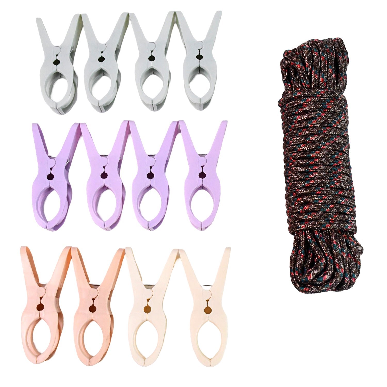 Cloth Drying Rope with Clips – Durable 12-Piece Hanging Set