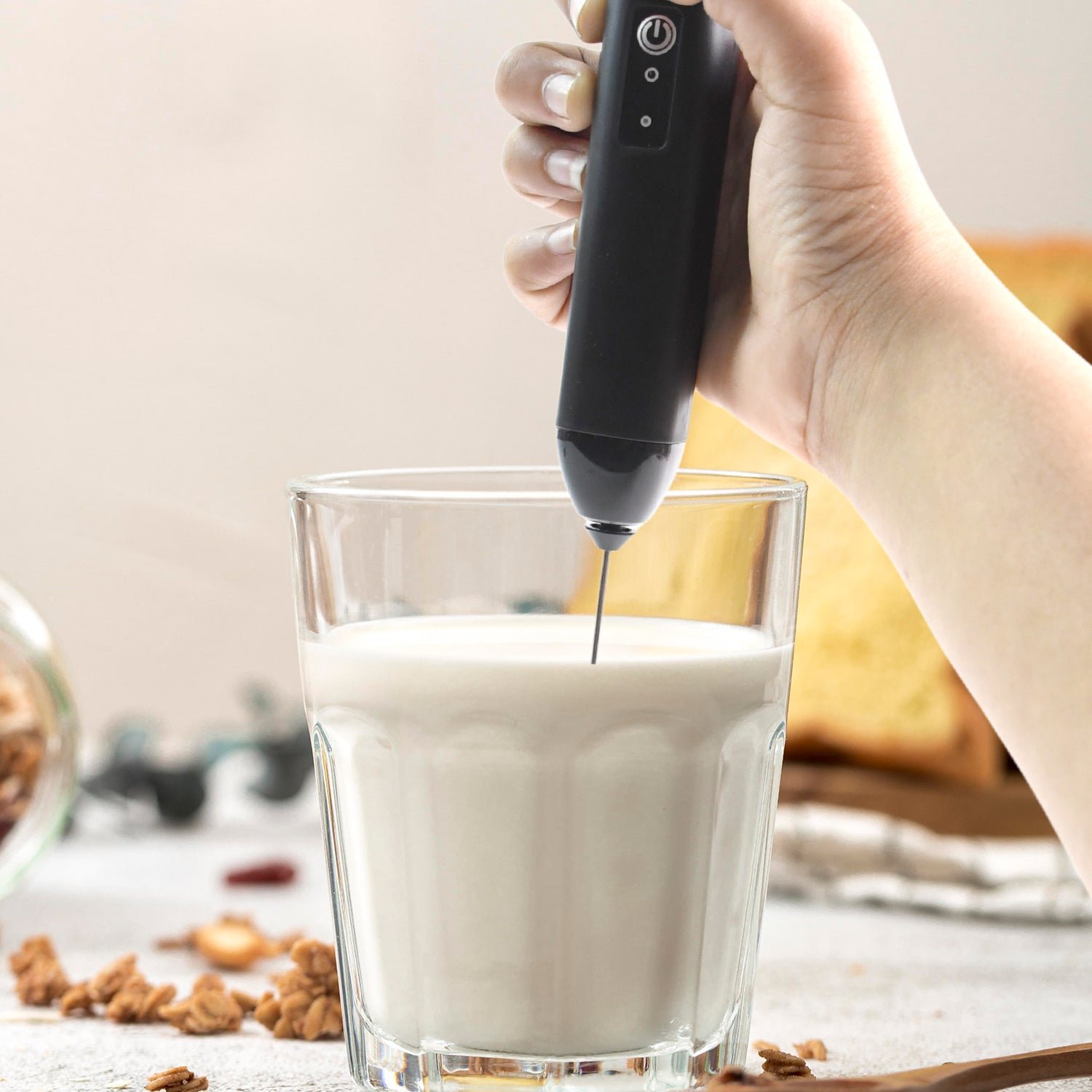 Electric Handheld Milk Frother – Portable Stainless Steel Whisk