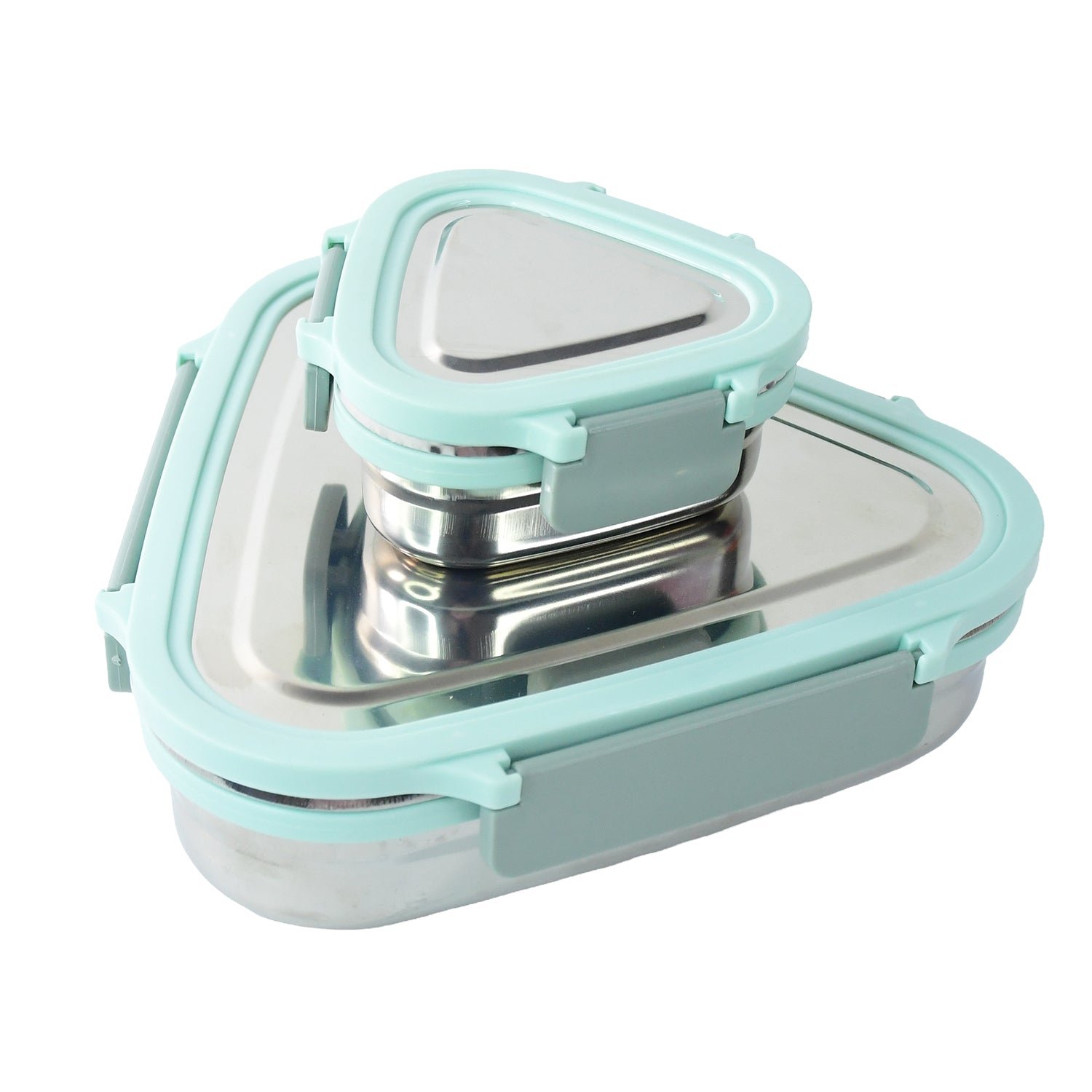 Triangle Stainless Steel Lunch Box Set – Compact Leakproof 2-Piece Tiffin