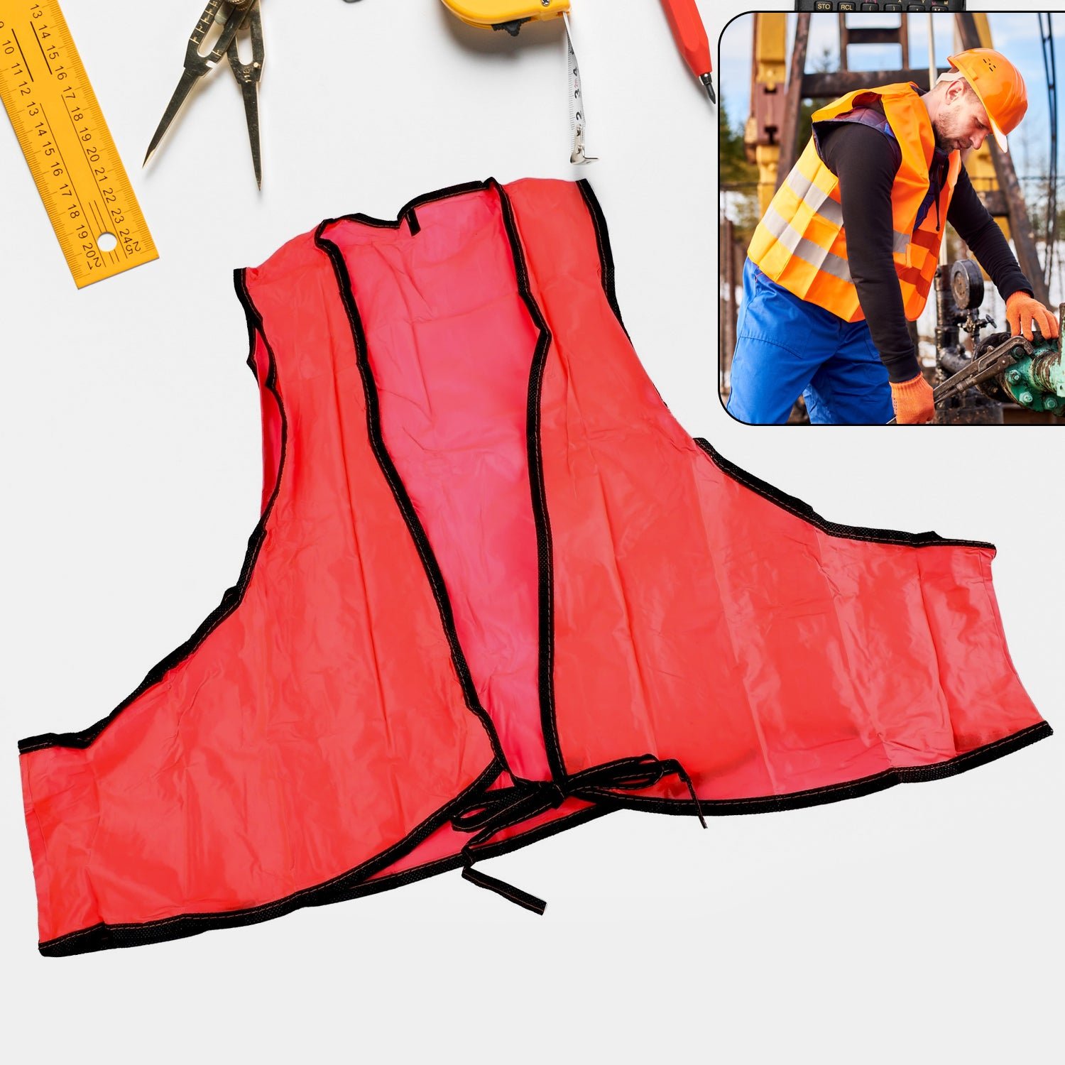 05_86f0cfbc-b969-46aa-b4cf-55e6dcec85af High Visibility Safety Vest – Soft PVC, Tie Closure | FlexArmor
