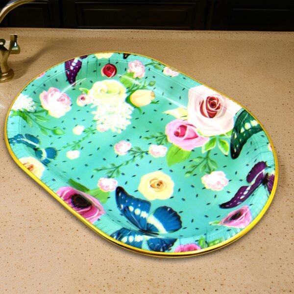 Plastic Serving Tray – Flower Print Design, 35x24cm | Serve Stellar