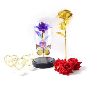 Glass Dome Rose Romantic Gift Set – Elegant LED Décor
