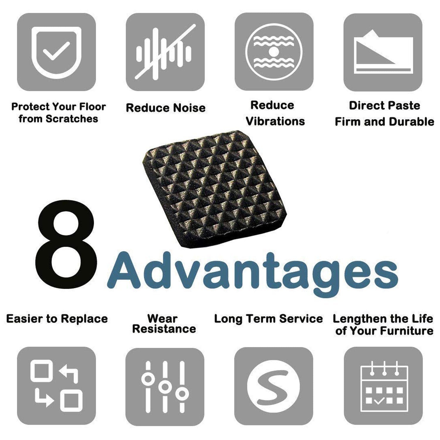 Self-Adhesive Furniture Pads – Square Floor Protectors (18 Pcs) | Styleva
