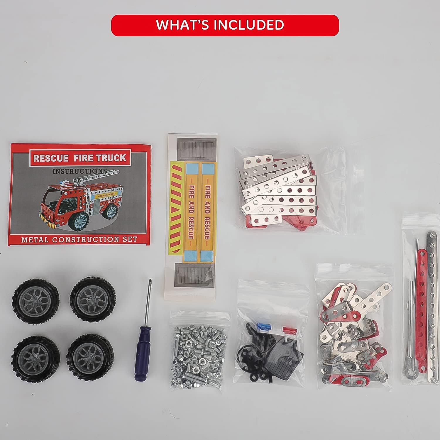 Metal Fire Truck Building Blocks – DIY STEM Kit for Kids | Little Blocks