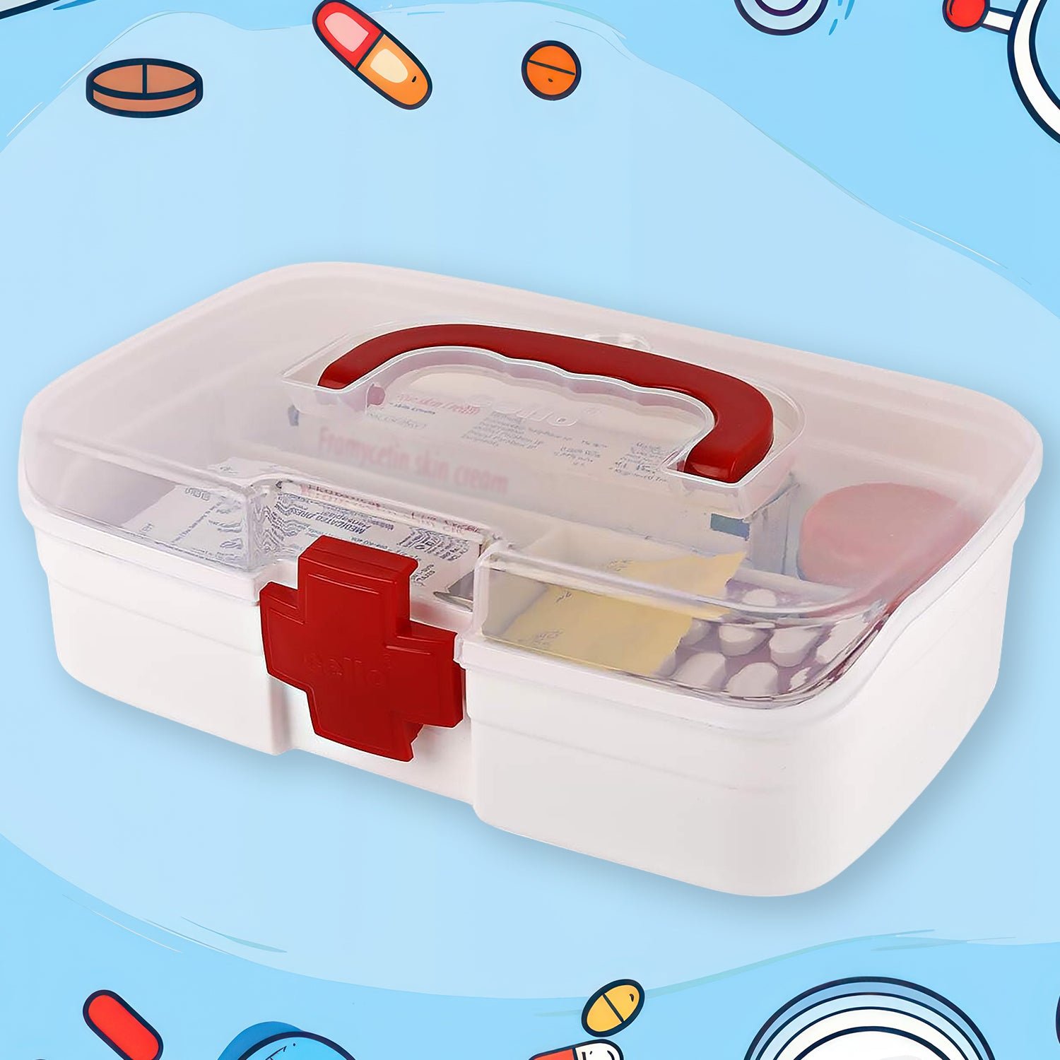 First Aid Box – 3-Compartment Portable Medicine Kit | Organivo