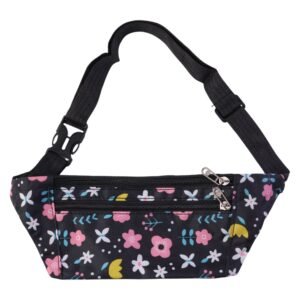 Floral Print Waist Bag – Adjustable Strap with Zipper Pockets